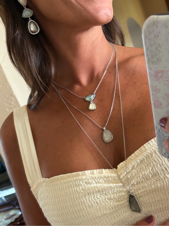 Chloe + Isabel Jewelry - Chloe + Isabel Layered Silver Necklaces with Light Blue and White Stones